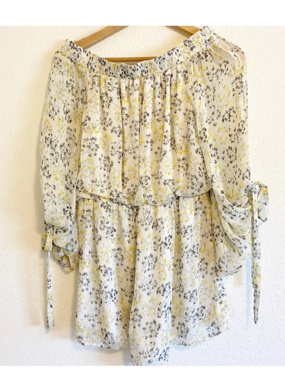 Sugarlips Cream and Yellow Floral Off-Shoulder Romper